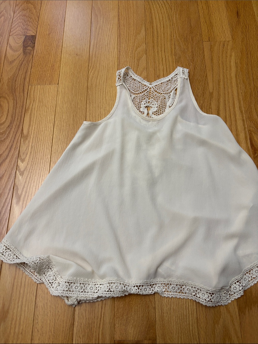 Monteau Ivory Crochet-Back Lace Trim Camisole